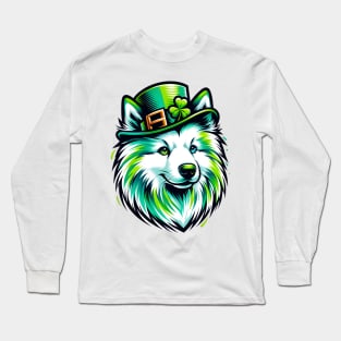 American Eskimo Dog Celebrates Saint Patrick's Day Long Sleeve T-Shirt